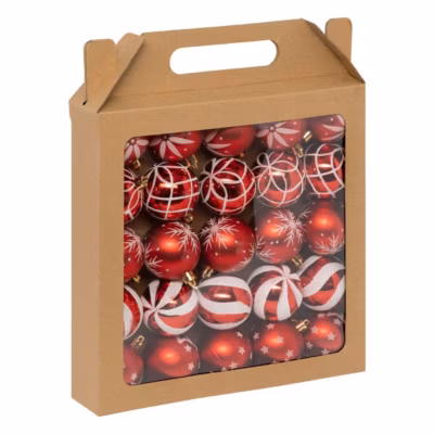 Boules de Noël Colorama de Noël lot de 25 en plastique D6cm rouge blanc – Atmosphera
