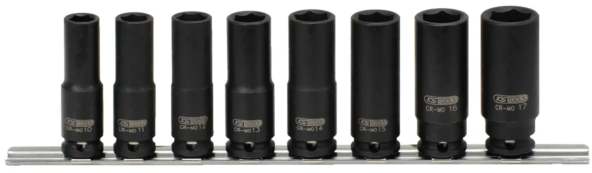 KS TOOLS – Jeu de douilles longues à chocs sur rail 3/8" 8 pcs – 515.0648
