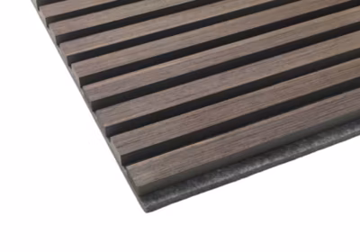 Échantillon Panneau Mural Acoustique en Bois – 20x20cm – Chêne Foncé – A Lattes – Panneau Tasseau de Bois Naturel