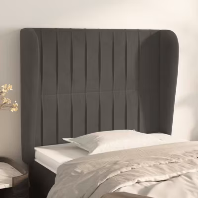 vidaXL Tête de lit avec oreilles Gris foncé 103x23x118-128 cm Velours3118237