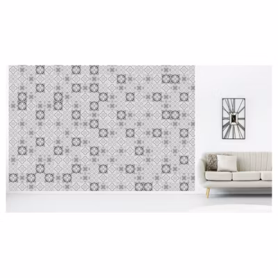 Papier peint intissé CARREAUX DE CIMENT GRIS 400 x 270 cm (LxH) – Tapisserie murale panoramique XXL, Made in France par Scenolia