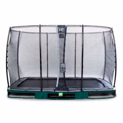 Trampoline enterré EXIT Elegant 244x427cm avec filet de sécurité Economy vert