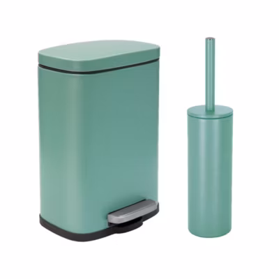 Set Poubelle à  pédale 5L  Brosse Wc AKIRA Vert mat Spirella