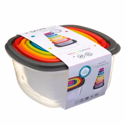 7 boîtes de conservation carrées Plastique Colors – 5Five