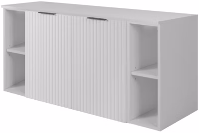 Meuble sous vasque à 2 portes FLOW BLANC 120 cm avec 2 x l&rsquo;étagères – extensions et plan