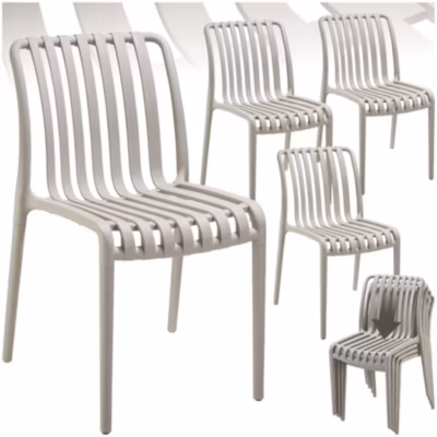 Lot 4 chaises de jardin résistantes intempéries empilables taupe