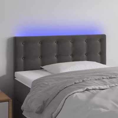 vidaXL Tête de Lit à LED Meuble de Chambre à Coucher Accessoire de Lit Simple Tête de Cadre de Lit Intérieur Gris Foncé 3122089