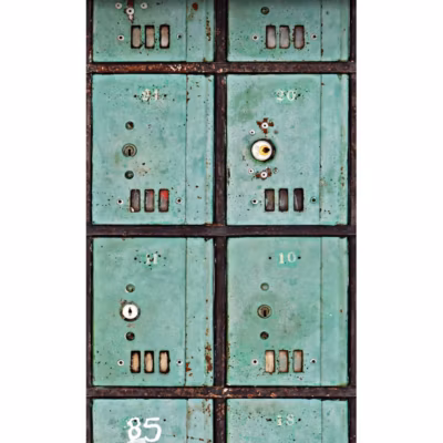 ESTAhome papier peint intissé XXL boîtes aux lettres bleu canard 300 x 279 cm