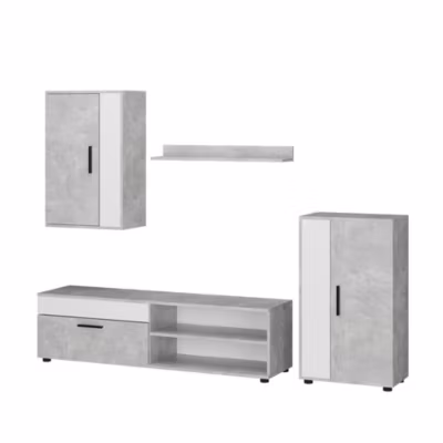 Vicco Meuble mural Béton/blanc set, 4 pièces