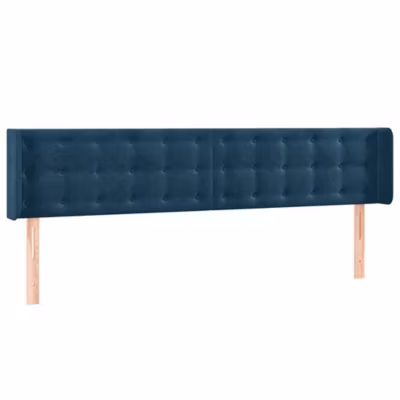Tête de lit avec oreilles Bleu foncé 203x16x78/88 cm Velours vidaXL