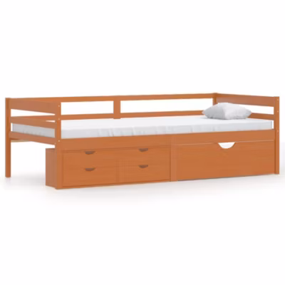 Lit simple, Lit adulte, Cadre de lit avec rangement sans matelas marron miel 90×200 cm