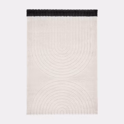 Tapis de salon en relief – Modern Circle – Crème – 80 x 150 cm