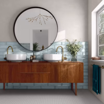 Carrelage Effet Zellige Bleu Clair NARA Glass Gloss 7,5x30cm – Les Carreaux de Jean