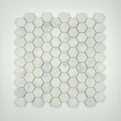 Mosaïque en Marbre Blanc – Hexagone – Aiguisé 3,2×3,2×1 CM
