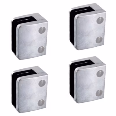 4 x Pince à verre plate modèle 04 – Ep. verre 10 mm – Zamak brut