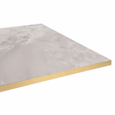 Plateau 90×90 decor marbre perla chants laiton – Restootab