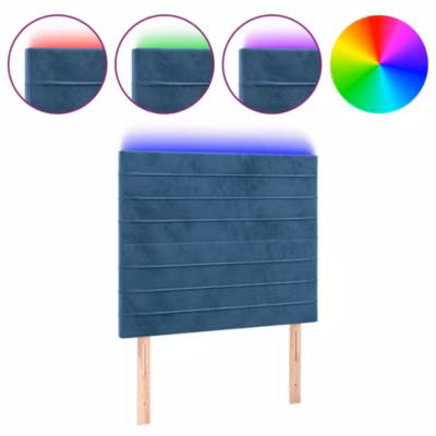vidaXL Tête de Lit à LED Meuble de Chambre à Coucher Accessoire de Lit Simple Tête de Cadre de Lit Intérieur Bleu Foncé 3122610