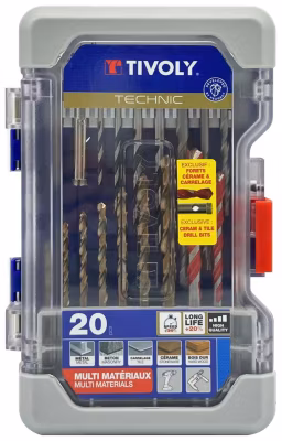 Tivoly – Mallette Ranger 20pcs Mixte Perçage Métal/Bois/Béton/Carrelage/Ceram