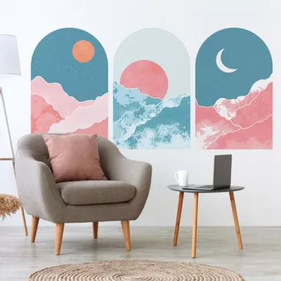 Papier peint intissé pré-encollé fresques géantes – 3 ARCHES REGARDE LA VIE EN ROSE – 115x90cm