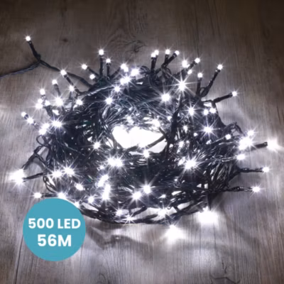 Guirlande Lumineuse 56m Câble Noir 500 Leds Blanc froid