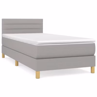 Lit simple, Lit adulte, Sommier à lattes de lit avec matelas Gris clair 80×200 cm Tissu