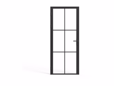 Bloc porte réversible en aluminium et verre trempé – H204 x L73 cm – Noir – SEROTO