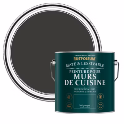 Peinture Noire Résistante aux projections et lessivable pour Murs de Cuisine, Mate – RUST-OLEUM – Magie noire 2,5 L