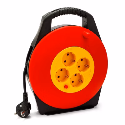 Enrouleur de câble domestique 4 prises Schuko standards, câble H05VV-F3G1.0MM2, 10M ,CE
