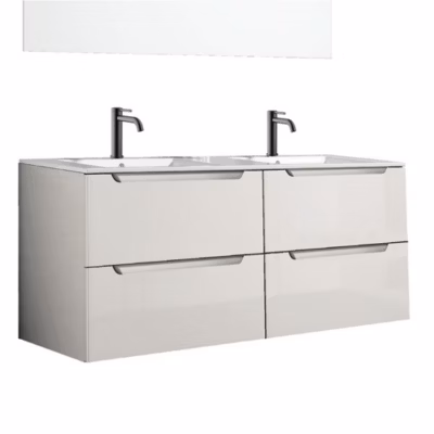 Meuble de salle de bain avec vasque VICTORIA 120×45 cm finition BLANC mat 2 tiroirs suspendus Kibath