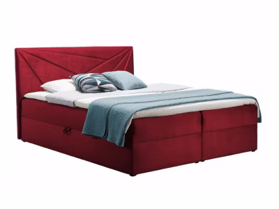 Lit continental Baltimore 144, Unique, Rouge, Tissu, Disponible
