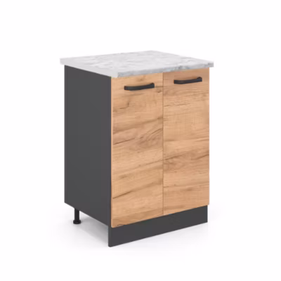 Vicco Meuble bas de cuisine Chêne de force doré 60cm PT Marbre