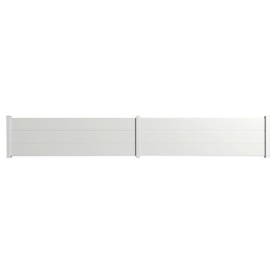 Clôture alu 3 lames modèle plein en kit – 2 éléments dim. L4154 mm (poteaux compris) x H660 mm  Blanc RAL 9010