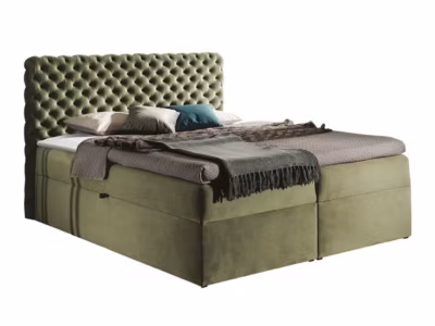 Lit continental Baltimore 148, Double, Vert, Tissu, Disponible