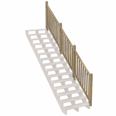 Kit Garde-corps Bois 15 marches – Escalier Extérieur – Rampes Recoupables – Traité Autoclave – Montage Facile – Garantie 10 ans