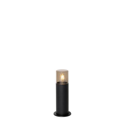 Lampadaire d&rsquo;extérieur noir avec abat-jour fumé 30 cm IP44 – Odense