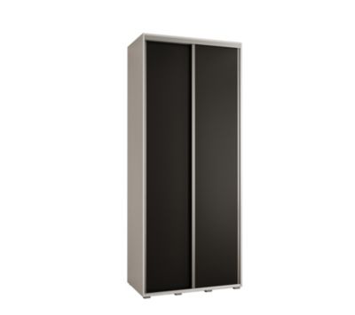 Armoire Cannes 1 à Portes Coulissantes 205,2/110/60 2 Portes (blanc,noir.argent)