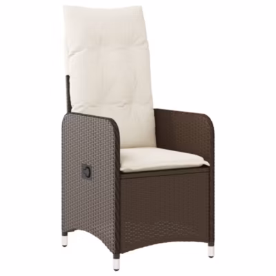 Chaise inclinable de jardin avec coussins marron résine tressée vidaXL