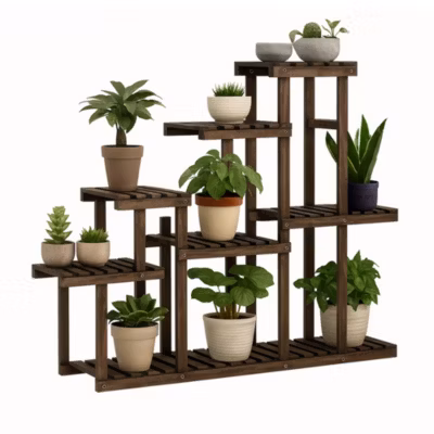 Takumi – Etagère a Plantes Jardiniere 113x97x25 cm Porte Pots intérieur 9 Niveaux en Bois de Sapin