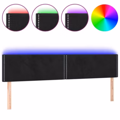 vidaXL Tête de Lit à LED Meuble de Chambre à Coucher Accessoire de Lit Double Tête de Cadre de Lit Intérieur Noir 3121528