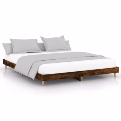 Lit double, Lit adulte, Cadre de lit sans matelas chêne fumé 160×200 cm bois ingénierie