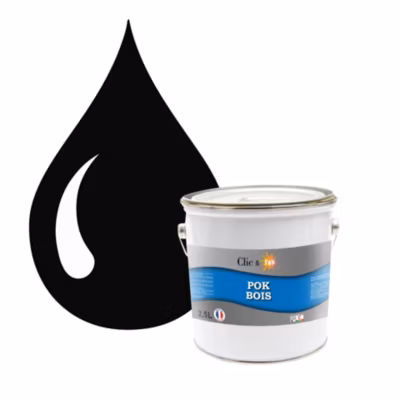 Peinture extérieure bois – Résistante aux intempéries POK BOIS – 2,5L – RAL 9005 – Noir Foncé – Clic & Pok
