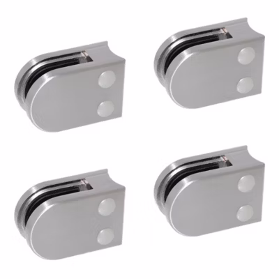4 x Pince à verre pour tube diam. 42,4 modèle 02 – Ep. verre 9,52 mm – Inox 304 brossé GR320