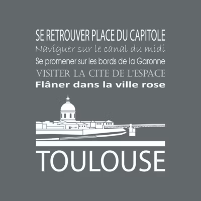 Tableau sur toile toulouse gris 30×30 cm Fabriqué en France