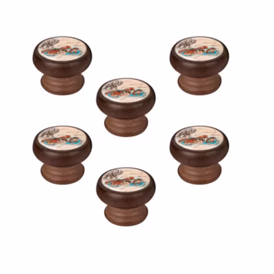 6 Un. bouton poignées de meuble Vintage Retro bois colorant noyer MOTO – diamètre 40MM
