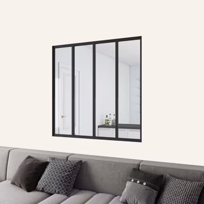 Verrière atelier en aluminium thermolaqué et 4mm verre trempé – L.123 x H.108 cm – Noir – Luminosité Maximale