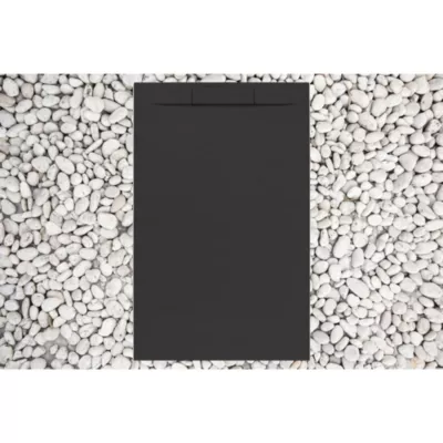 Receveur de Douche 75X120 cm Noir Ligne Vulcano PLUS En Résine et Poudre de Marbre avec grille en RÉSINE DE MARBRE