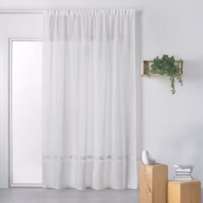 Voilage « Feuille de Chêne » à Galon Fronceur (240×240 cm – Blanc)