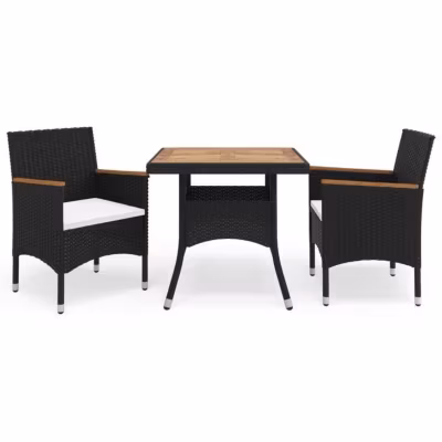 vidaXL Acacia Ensemble à Dîner de Jardin 3 pcs Salon de Jardin Mobilier de Salle à Manger d&rsquo;Extérieur Arrière-cour Résine 3058316