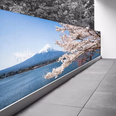 Brise vue Trompe l&rsquo;oeil – 80×220 cm – Le Mont Fuji au bord de l&rsquo;eau 3617689699929