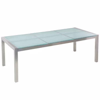 Table de salle à manger de jardin GROSSETO 220 cm 100 cm Verre fissuré Transparent